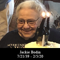 Jackie Bodin 7/21/39-2/5/20